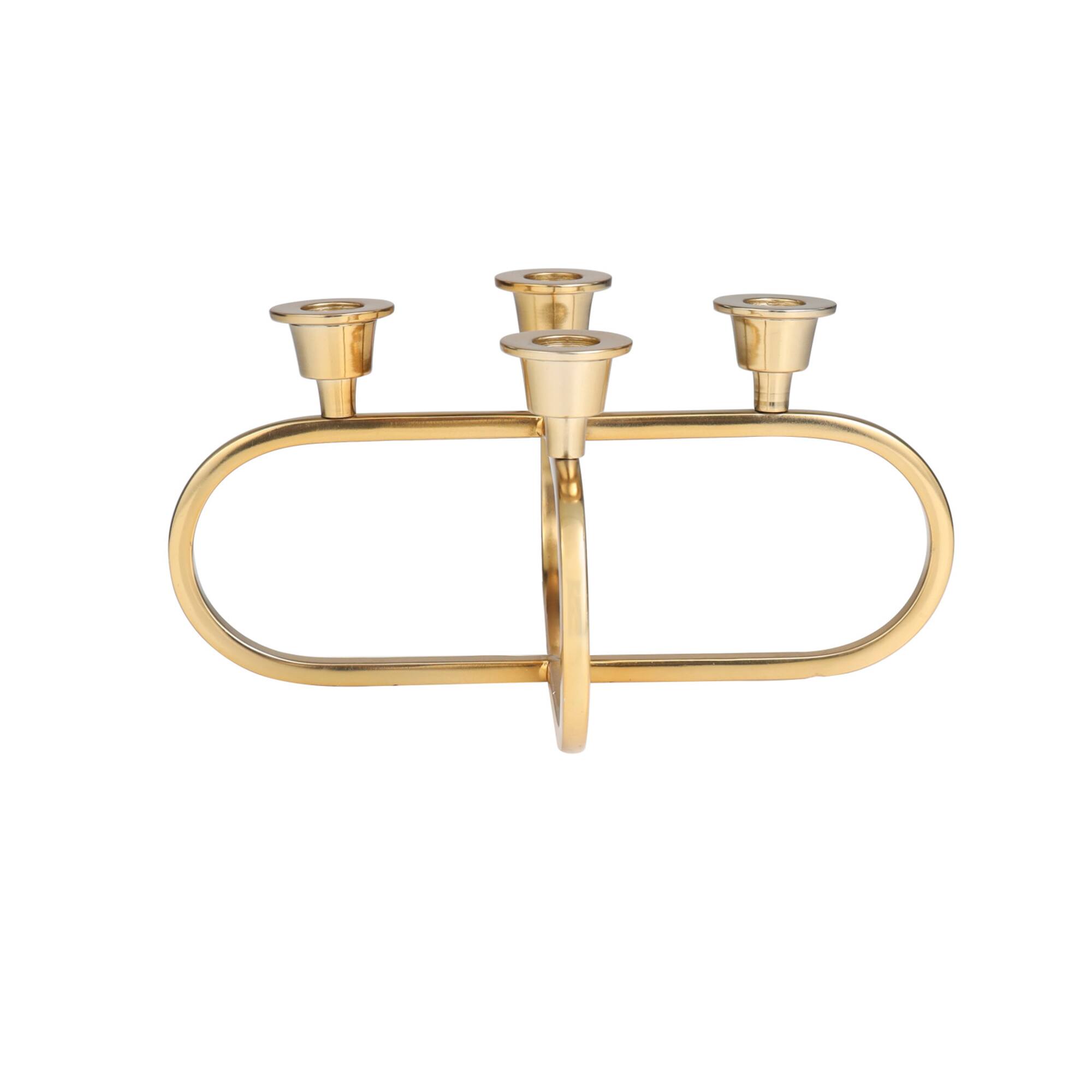 Gold Stainless Steel Overlapping Oval Geometric Candelabra